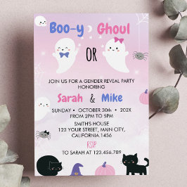 Boo y eller Ghoul Halloween Gender Reveal Inbjudningar