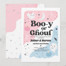 Boo-y eller Ghoul Halloween Ghost Gender Reveal Pa Inbjudningar