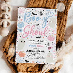 Boo-y eller Ghoul Halloween Ghost Gender Reveal Pa Inbjudningar