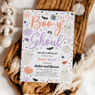 Boo-y eller Ghoul Halloween Ghost Gender Reveal Pa Inbjudningar