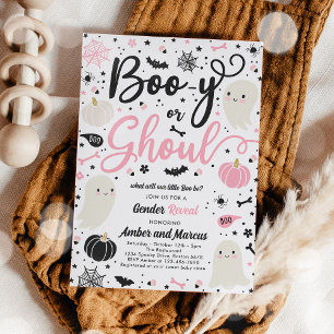 Boo-y eller Ghoul Halloween Ghost Gender Reveal Pa Inbjudningar