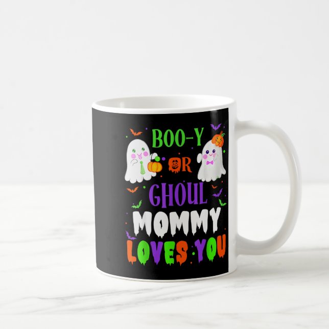 Boo-y Or Ghoul Mommy Loves You Boo Halloween Baby  Kaffemugg (Höger)