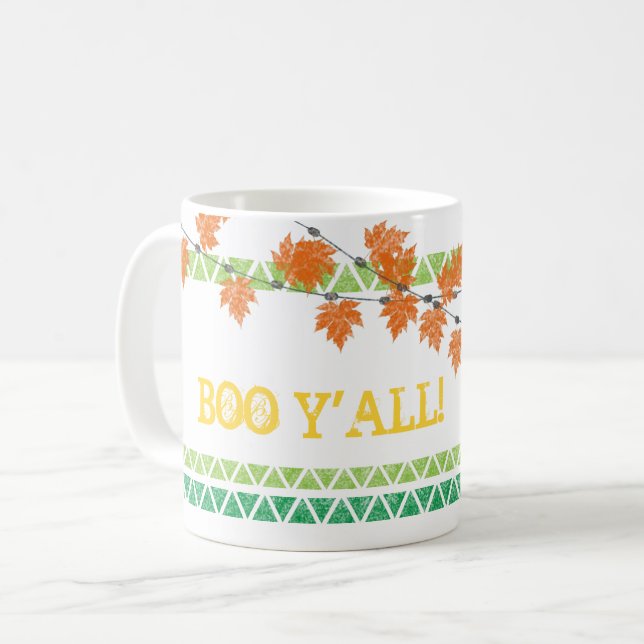 BOO Y Y'ALL Fall Fest Family Friendly Halloween Ro Kaffemugg (Framsida vänster)