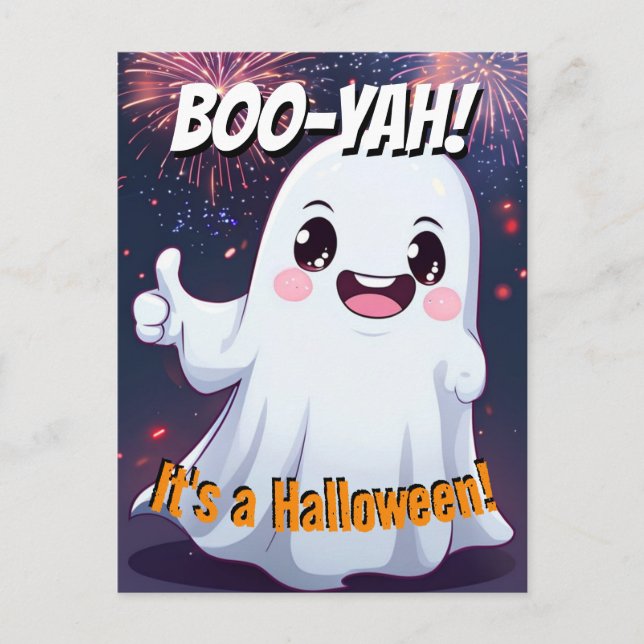 Boo-yah Det är en Halloween Funny Ghost Vykort (Framsida)