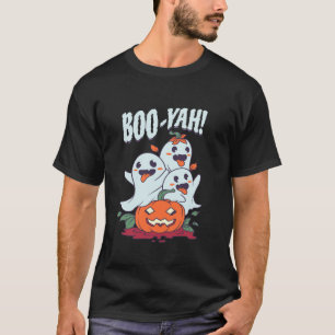 Boo Yah Funny Ghost Jack o lantern Pumpkin Hallowe T Shirt