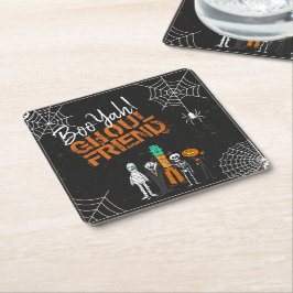 Boo Yah Ghoul Friend Halloween ID684 Underlägg Papper Kvadrat