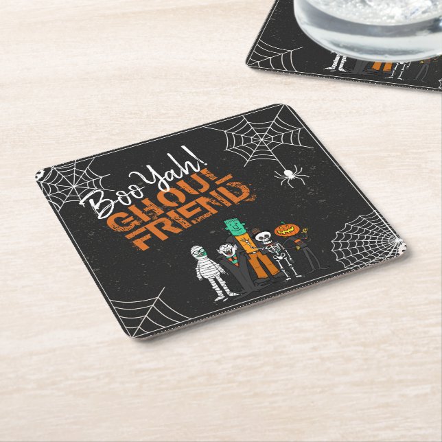 Boo Yah Ghoul Friend Halloween ID684 Underlägg Papper Kvadrat (Vinklad)