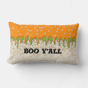 Boo Y'all EyebullSprinkles Linen Halloween Roligt Lumbarkudde