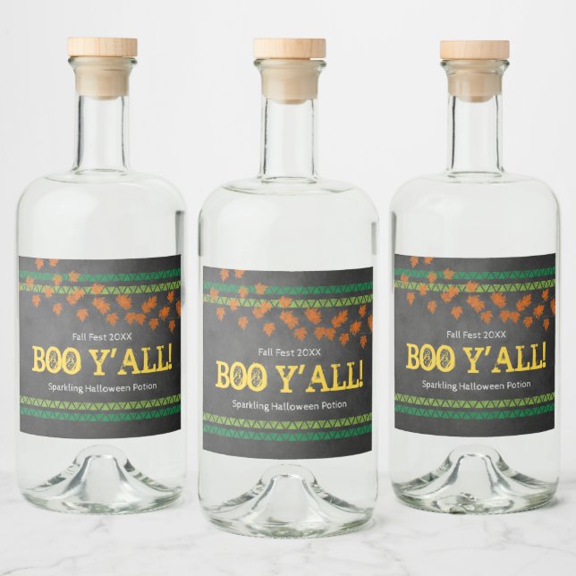 BOO Y'ALL Fall Fest Halloween-Roligt Spritflaskor Etikett (Flaskor)
