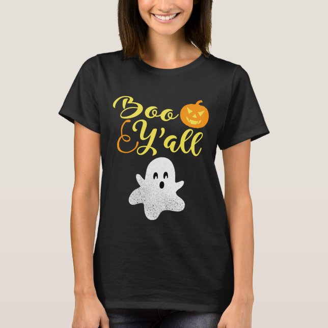 Boo Y'all Halloween Ghost T Shirt (Framsida)