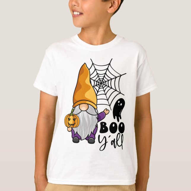 Boo Y'all Halloween Gnome T Shirt (Framsida)