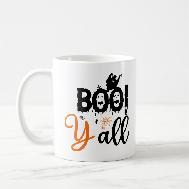BOO Y'all, halloween skräcknätterna. Tri-Blend Shi Kaffemugg (Vänster)