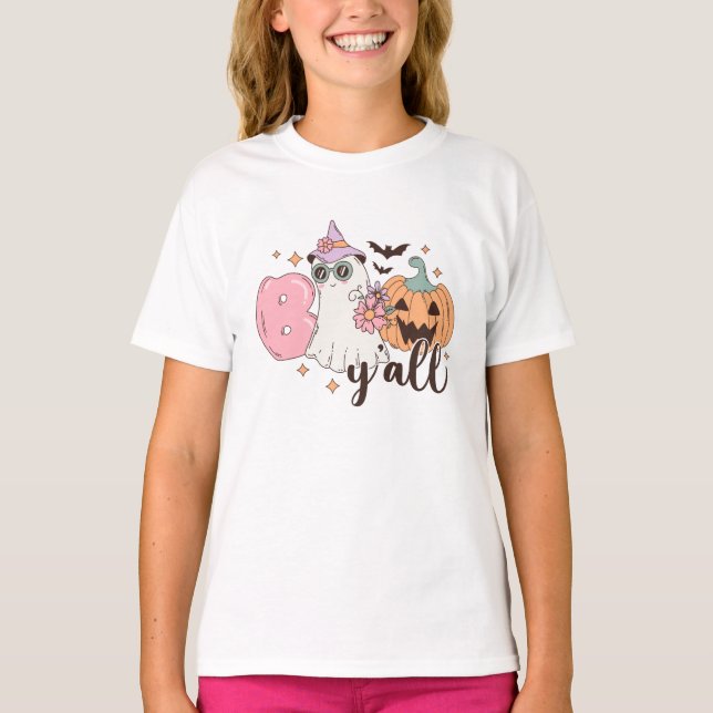 Boo Y'All Halloween T Shirt (Framsida)