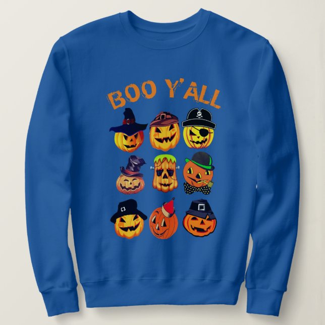 Boo Yall Hoodie, Halloween Pumpkin Carving Collage T Shirt (Design framsida)