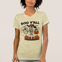 Boo Y'all Skeleton Cowboy Halloween T Shirt