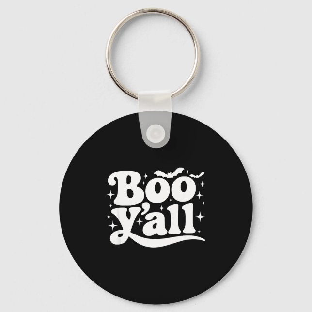 Boo Y'all Southern Retro Halloween Quote Saying Ba Nyckelring (Framsida)
