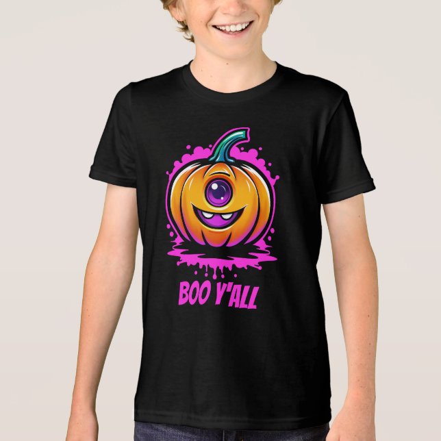 Boo Y'All, spöktuttig Halloween-design T Shirt (Framsida)