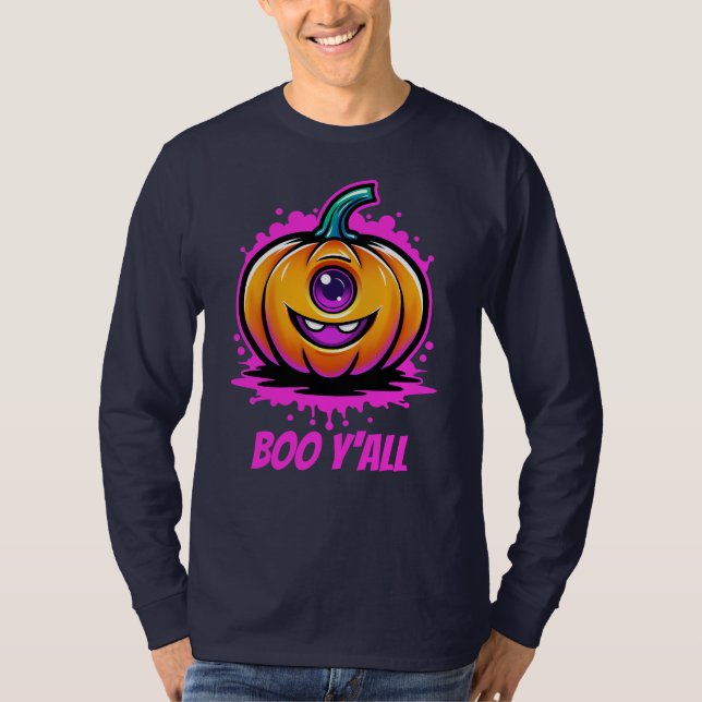 Boo Y'All, spöktuttig Halloween-design T Shirt (Framsida)
