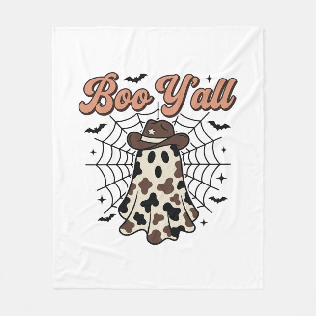 Boo Y'all Västerländsk Spök Halloween-design Fleecefilt (Framsidan)