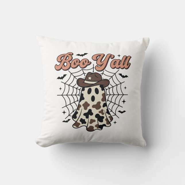 Boo Y'all Västerländsk Spök Halloween-design Kudde (Framsida)