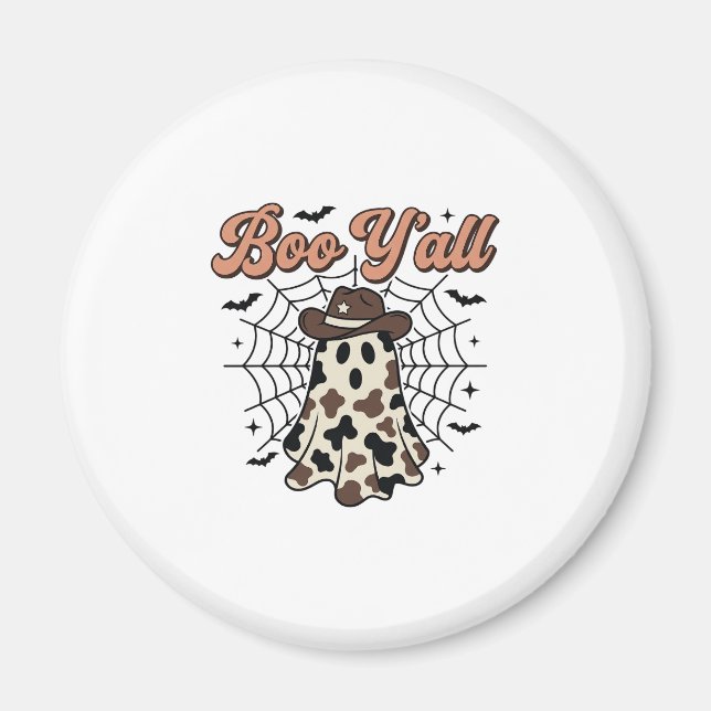 Boo Y'all västerländsk spök Halloween-design Magnet (Framsidan)