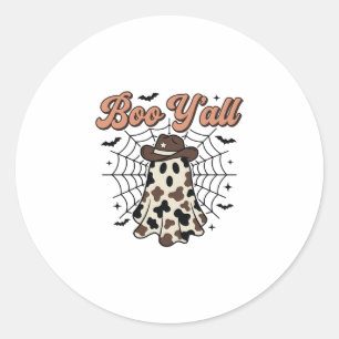 Boo Y'all västerländsk spök Halloween-design Runt Klistermärke