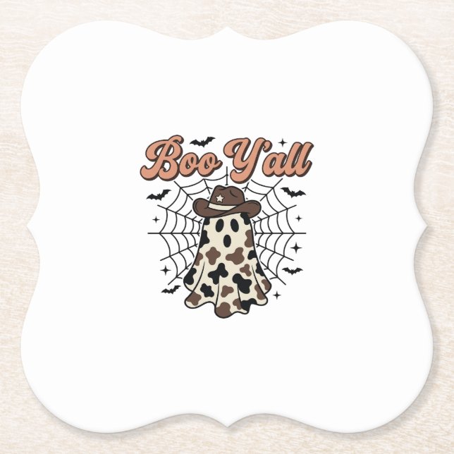 Boo Y'all västerländsk spök Halloween-design Underlägg Papper (Framsida)