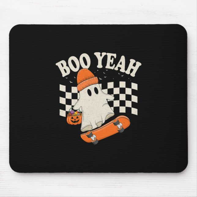 Boo Yeah Ghost Skateboarding Funny Halloween Ghost Musmatta (Framsidan)