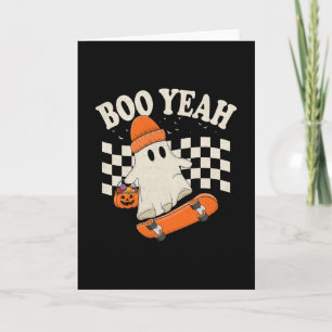 Boo Yeah Spök Skateboardåkning Rolig Halloween Spö Kort