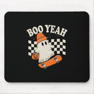 Boo Yeah Spökskateboardåkning Rolig Halloween-spök Musmatta