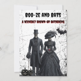 Boo-ze och Fladdermus Gothic Vuxen Halloween fest Inbjudningar