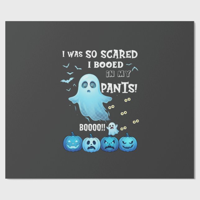 Booade byxor Halloween Spöke Blå Pumpa Presentpapper (Platt)
