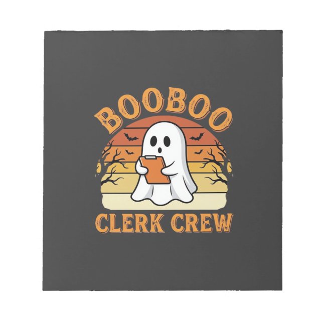 Booboo Clerk Crew Halloween-spökdesign_1 Anteckningsblock (Framsida)