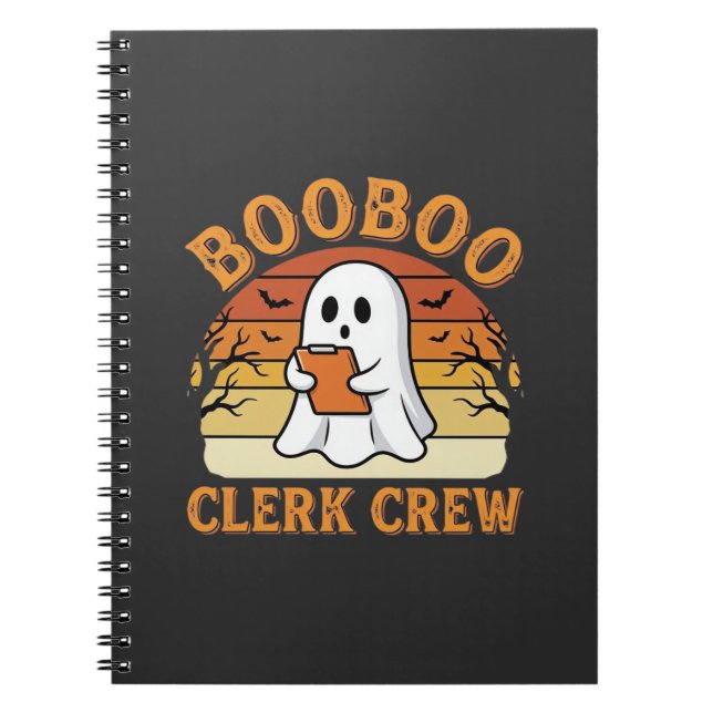 Booboo Clerk Crew Halloween-spökdesign_1 Anteckningsbok (Framsidan)