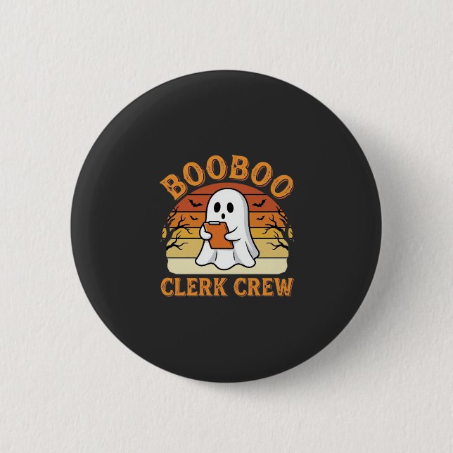 Booboo Clerk Crew Halloween-spökdesign_1 Knapp (Framsida)