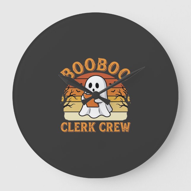 Booboo Clerk Crew Halloween-spökdesign_1 Stor Klocka (Framsida)