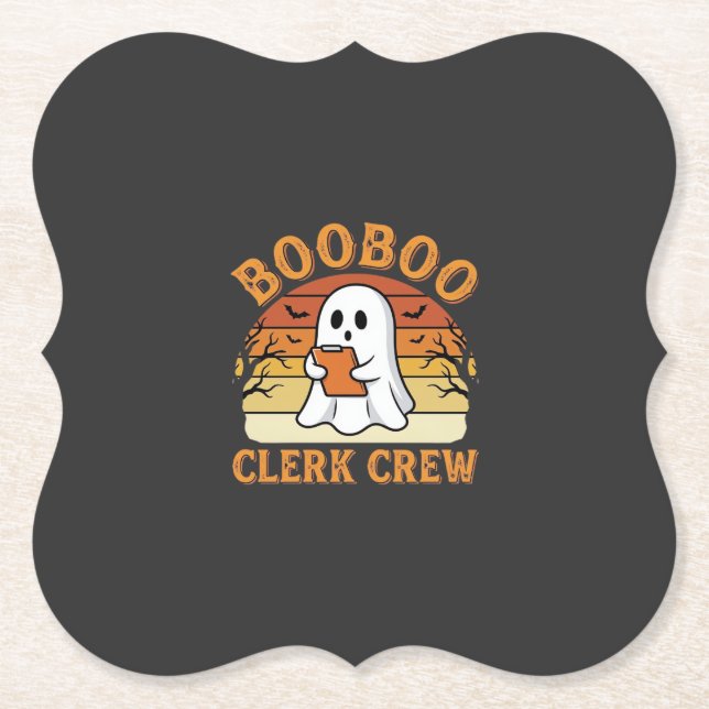 Booboo Clerk Crew Halloween-spökdesign_1 Underlägg Papper (Framsida)
