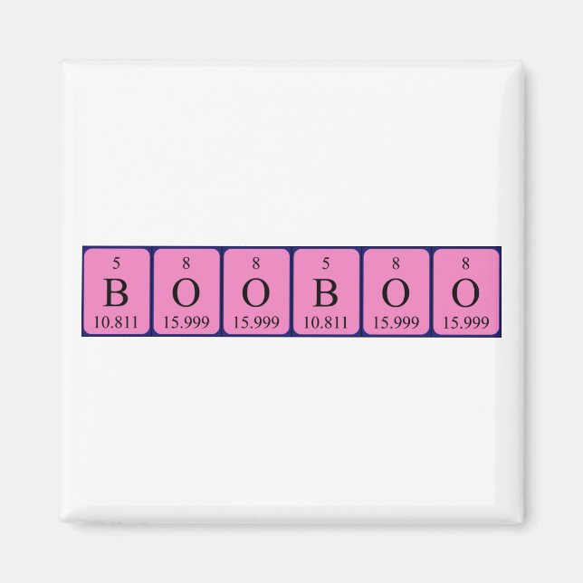 Booboo periodiskt bord namn magnet (Framsidan)