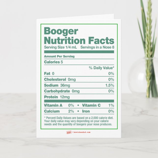 Booger Nutrition Facts Julhälsningar kort (Framsida)