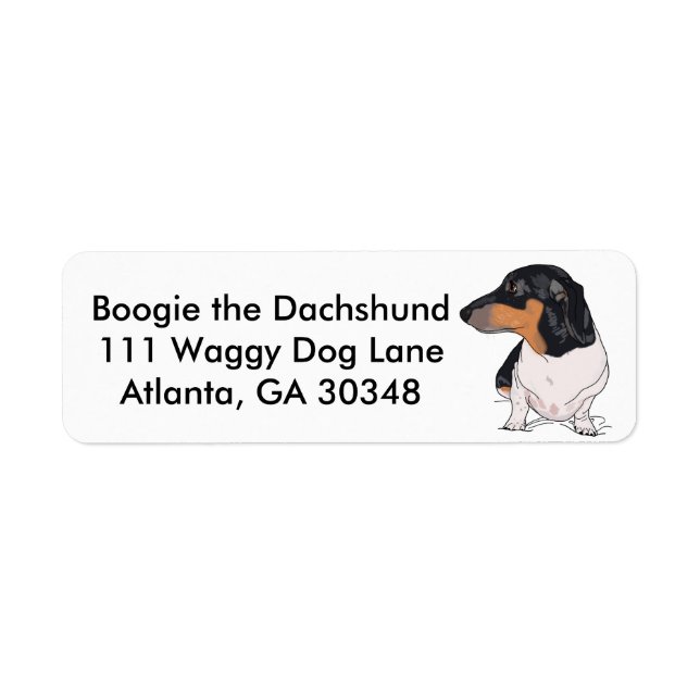 Boogie de Dachshund Adressetiketters Returadress Etikett (Framsidan)