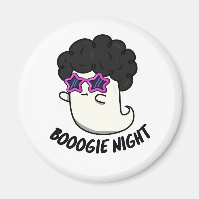 Boogie Night Funny Halloween Ghost Pun Magnet (Framsidan)