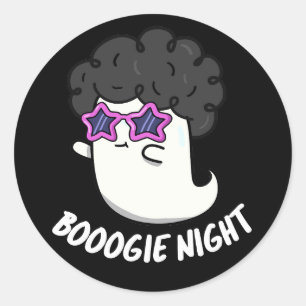 Boogie Night Funny Halloween Ghost Pun Mörk BG Runt Klistermärke