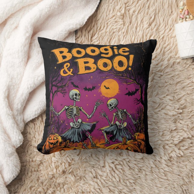 Boogie och Boo! - Halloween Skeletons och Pumpkins Kudde (Filt)