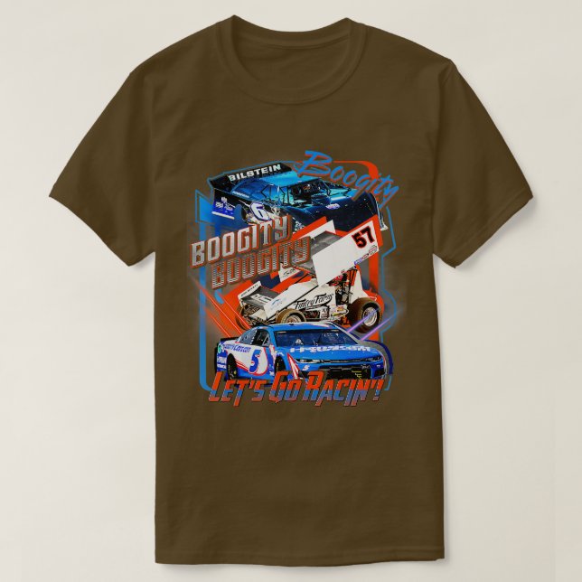 Boogity Låt oss Go Tävla Lagrar Tävling bil & Dirt T Shirt (Design framsida)