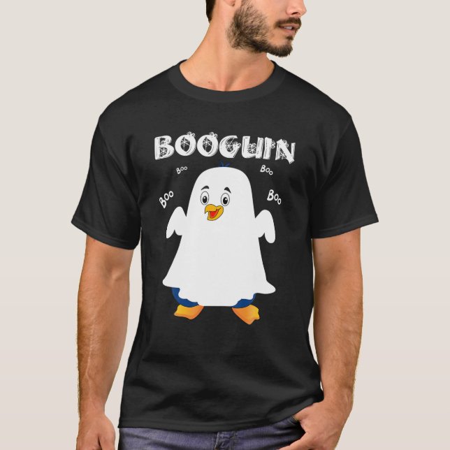 Booguin Halloween Penguin i Ghost Costume Funny T Shirt (Framsida)