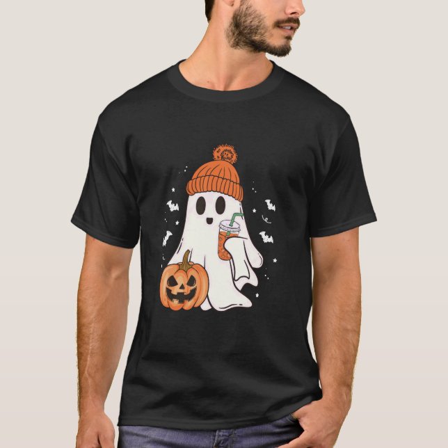 Boojee Ghost Drinking Coffee Älskare Halloween Tri T Shirt (Framsida)