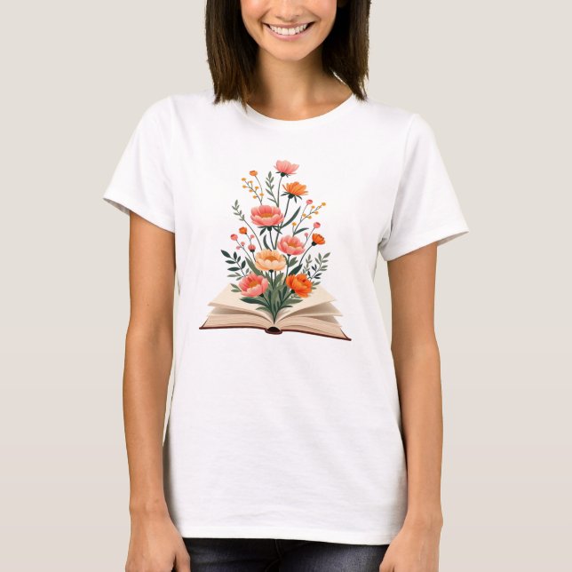 book and flowers t shirt (Framsida)