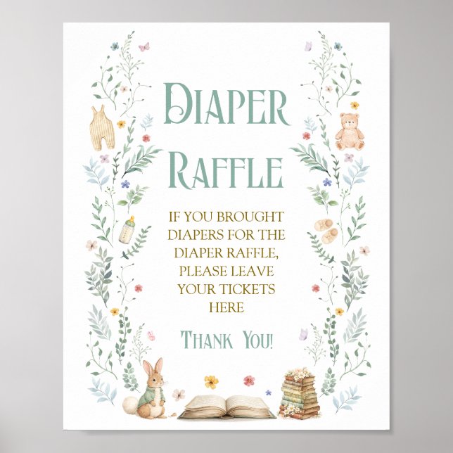 Book Baby Shower Diaper Raffle  Poster (Framsidan)