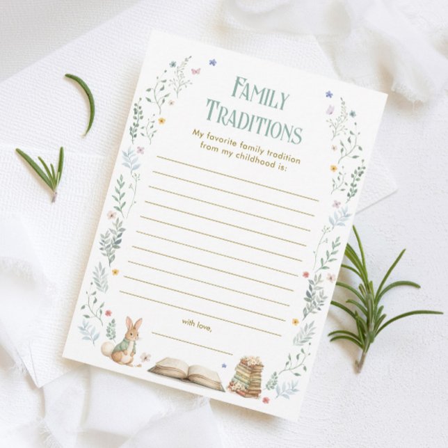 Book Baby Shower Family Traditions Game Card Inbjudningar (Skapare uppladdad)