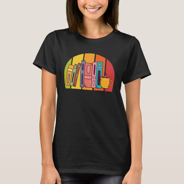 Book  Bookshelf Bookworm and Reading Fans Books T Shirt (Framsida)